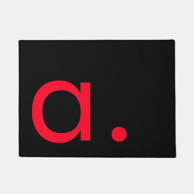 Schwarzes rotes Monogramm Anfangsbuchstabe modern  Fußmatte (Vorderseite)
