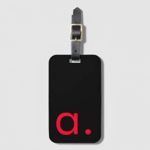 Schwarzes rotes Monogramm Anfangsbuchstabe modern  Gepäckanhänger