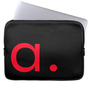 Schwarzes rotes Monogramm Anfangsbuchstabe modern Laptopschutzhülle