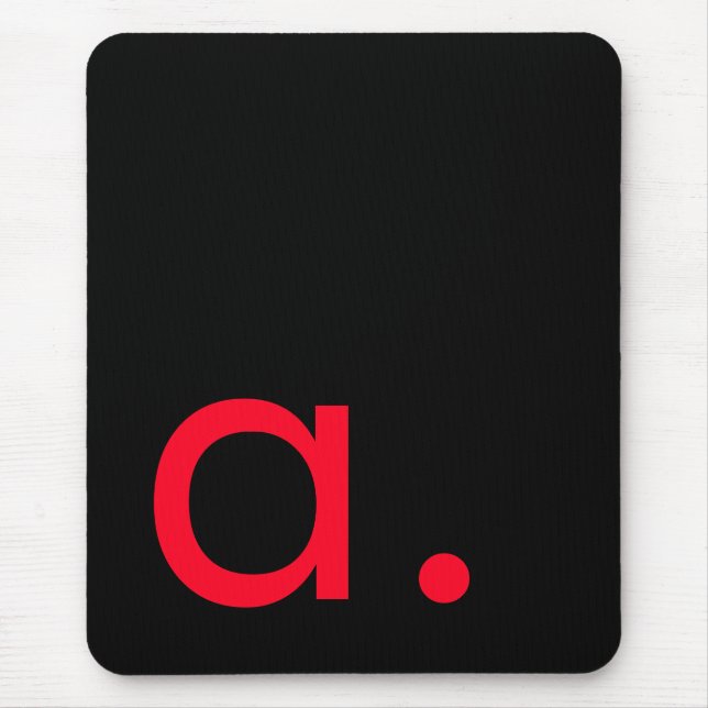 Schwarzes rotes Monogramm Anfangsbuchstabe modern  Mousepad (Vorne)