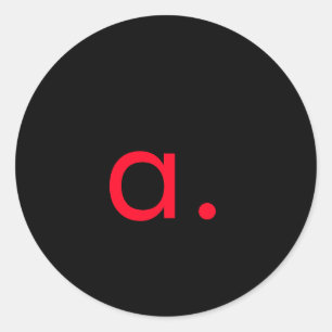 Schwarzes rotes Monogramm Anfangsbuchstabe modern Runder Aufkleber