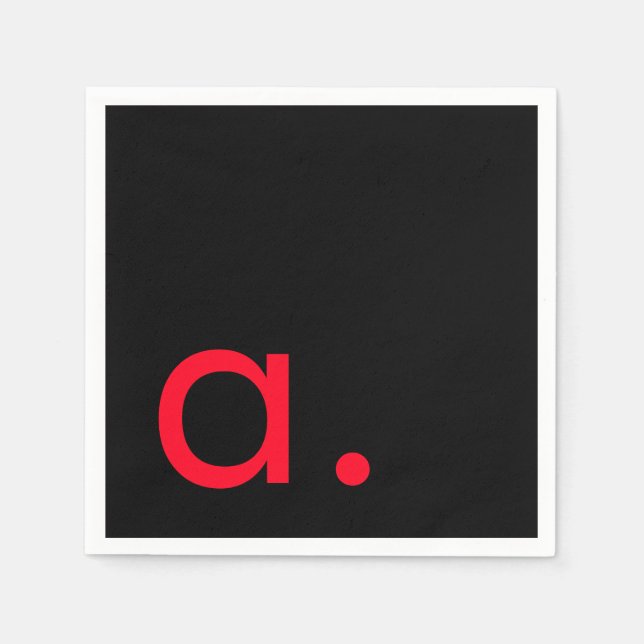 Schwarzes rotes Monogramm Anfangsbuchstabe modern  Serviette (Vorderseite)
