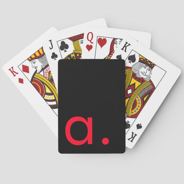 Schwarzes rotes Monogramm Anfangsbuchstabe modern  Spielkarten (Rückseite)