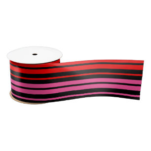 Schwarzes rotes rosa vertikales Streifendesign Kla Satinband