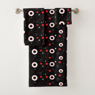 Schwarzes Rotes und Weiß sprudelt Badhandtuch Set