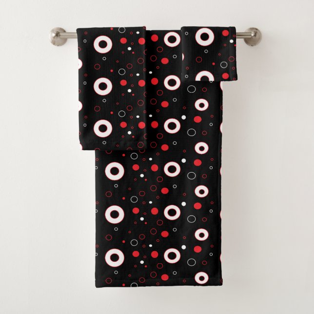 Schwarzes Rotes und Weiß sprudelt Badhandtuch Set (Insitu)