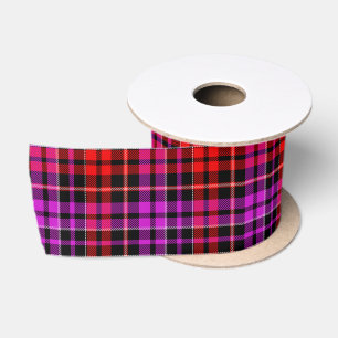 Schwarzes rotes violettes Karo-Tartan-Design Satinband