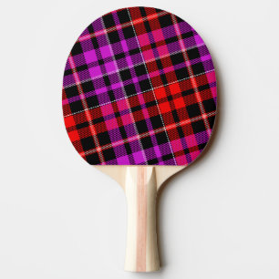 Schwarzes rotes violettes Karo-Tartan-Design  Tischtennis Schläger