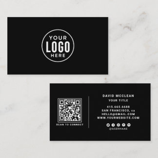 Schwarzes rundes benutzerdefiniertes Logo QR-Code Visitenkarte