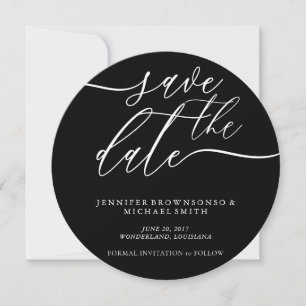 Schwarzes rundes Save-the-Date Save The Date