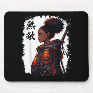 Schwarzes Samurai-Mädchen Anime Krieger Afro Afrik Mousepad