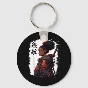 Schwarzes Samurai-Mädchen Anime Krieger Afro Afrik Schlüsselanhänger