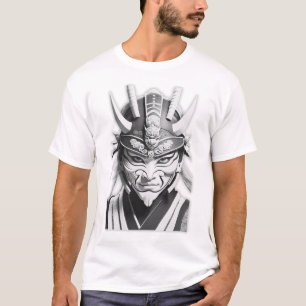 Schwarzes Samurai-Masken-Grafik-T-Shirt T-Shirt