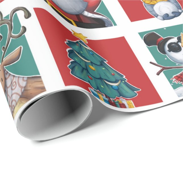 Schwarzes Sankt der frohen Weihnachten und Kinder Geschenkpapier (Rolleneckpunkt)