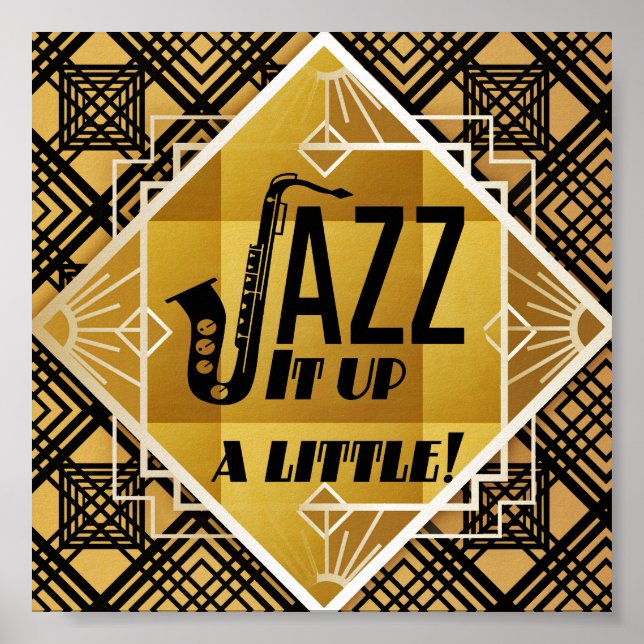 Schwarzes Saxophon Poster (Vorne)