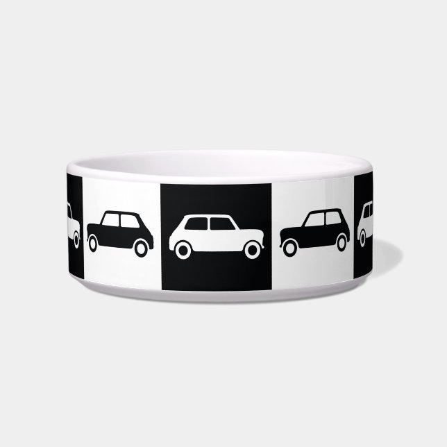 Schwarzes Schachbrett Mini Cooper Napf (Vorderseite)