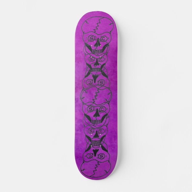 Schwarzes Schädel electra lila Skateboardplattform Skateboard (Vorderseite)