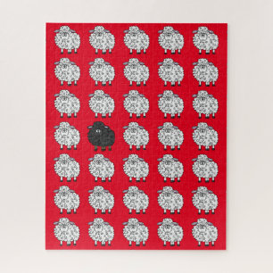 Schwarzes Schaf im Familienrätsel Puzzle