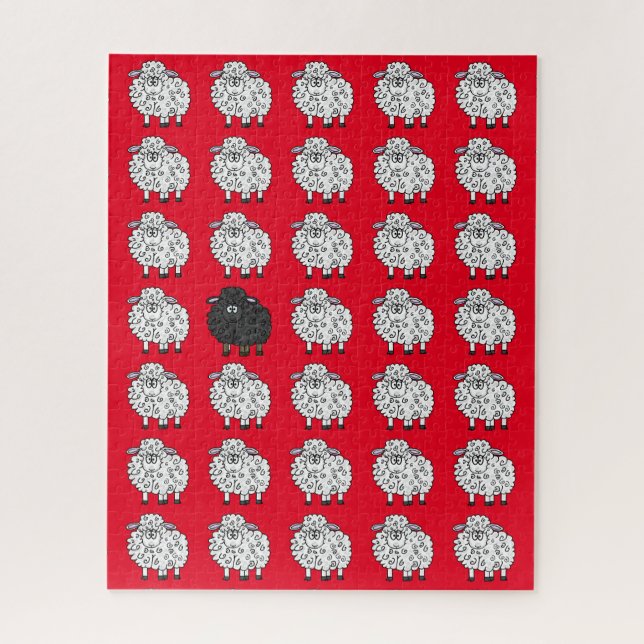 Schwarzes Schaf im Familienrätsel Puzzle (Vertikal)