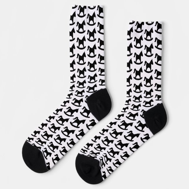 Schwarzes Schaukelpferd Socken (Linkes Detail)