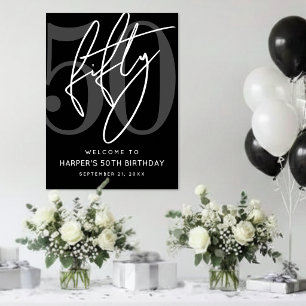 Schwarzes Schild zum 50. Geburtstag