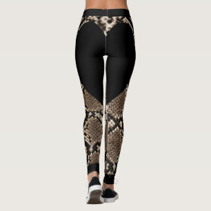 Schwarzes Schlangenlederherz Leggings
