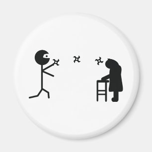 schwarzes schlechtes ninja kämpfende Oma Magnet