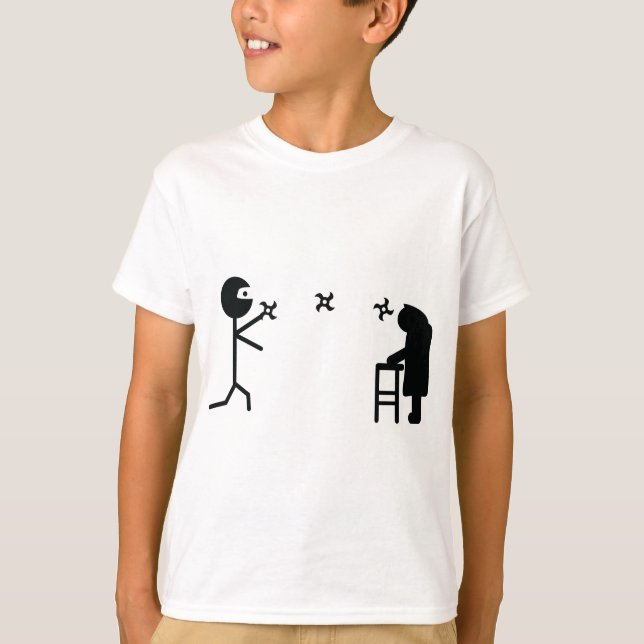 schwarzes schlechtes ninja kämpfende Oma T-Shirt (Vorderseite)