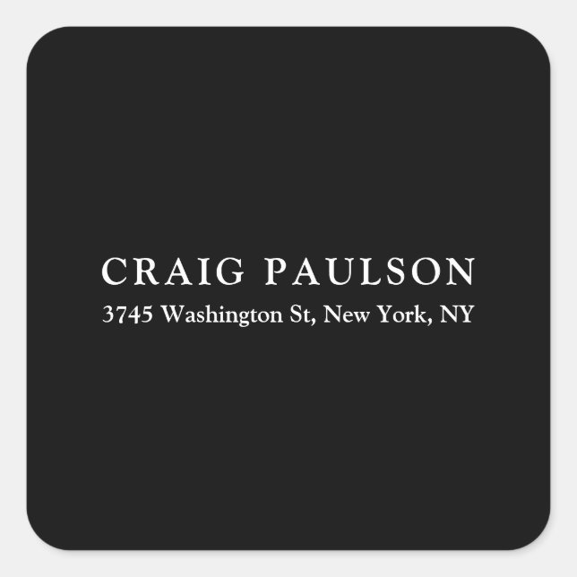 Schwarzes Schlichtes Minimalistisches elegantes kl Quadratischer Aufkleber (Vorderseite)