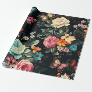Schwarzes Schmetterlings-Vintage-Decoupage-Tissue- Geschenkpapier