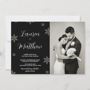 Schwarzes Schnee Hochzeitseinladungen mit Foto Einladung
