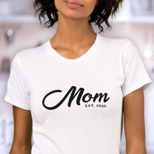 Schwarzes Schrift-Neue-Mama-Etabliert-Baby-Party-G T-Shirt