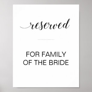 Schwarzes Schrift reserviertes Tisch-Hochzeitsschi Poster