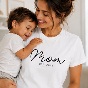 Schwarzes Schriftzug Established Mom T-Shirt