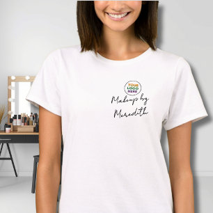 Schwarzes Schriftzug Mitarbeiter Name Business Log T-Shirt