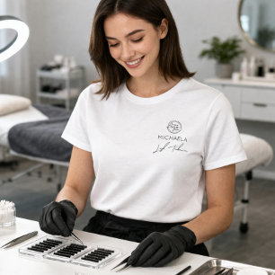 Schwarzes Schriftzug Mitarbeiter Name Business Log T-Shirt