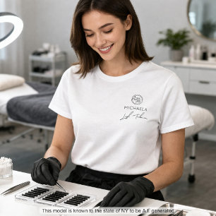 Schwarzes Schriftzug Mitarbeiter Name Business Log T-Shirt
