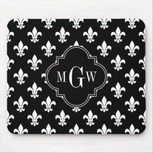 Schwarzes Schwarzes Schwarzes 3 Initialmonogramm Mousepad