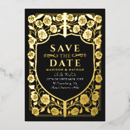 Schwarzes Schwertschild - Mittelalterliches Monogr Folieneinladung