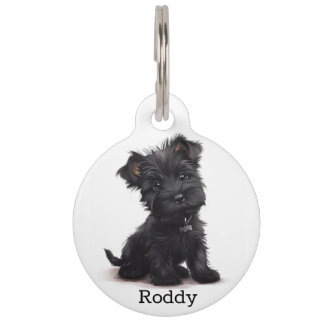 Schwarzes Scotty-Welpen-Personalize-Haustier-ID-Ta Haustiermarke