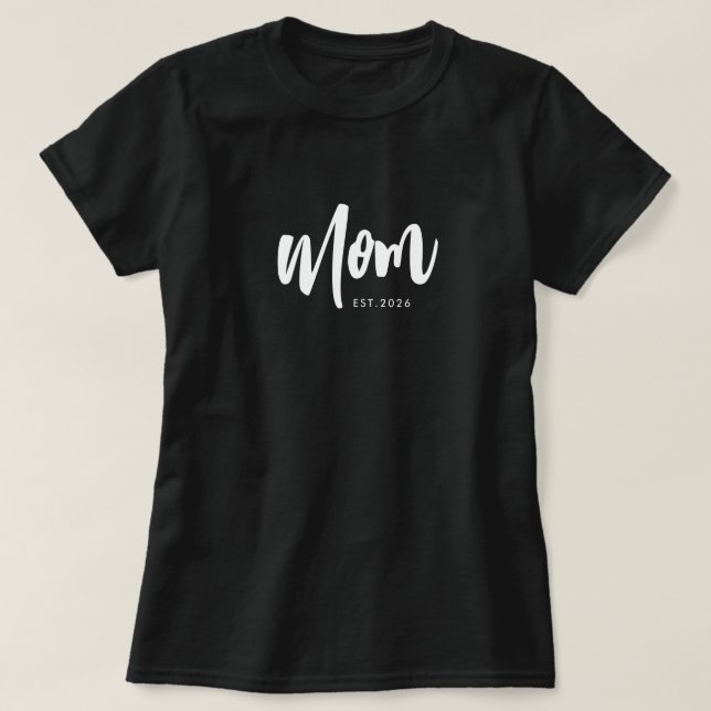 Schwarzes Script Established Mom T-Shirt (Design vorne)