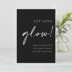 Schwarzes Script Gelassen Liebe Glow Wedding Sign Menükarte