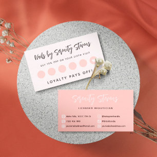 Schwarzes Script Rosa Beautician 6 Besuche Treuekarte