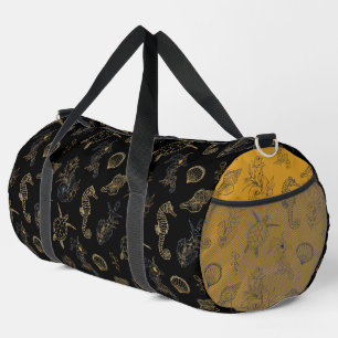 Schwarzes Seepferd Schildkröte Muschel Meer nautis Duffle Bag