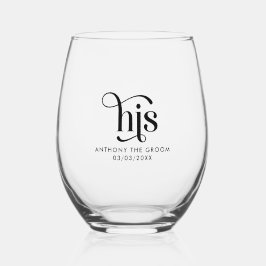 Schwarzes Seine, elegantes Typografie-Design Weinglas Ohne Stiel