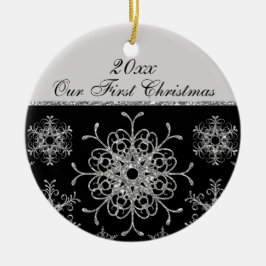 Schwarzes, Silber-1. Weihnachtsandenken-Verzierung Keramik Ornament
