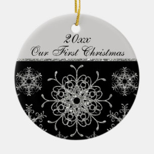 Schwarzes, Silber-1. Weihnachtsandenken-Verzierung Keramik Ornament