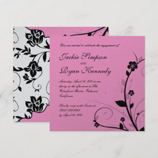 Schwarzes Silber Einladung zur Hochzeit Floral Wal