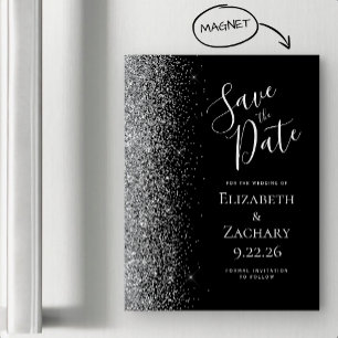 Schwarzes Silber Glitter Magnetisches Save-the-Dat Magnetkarte