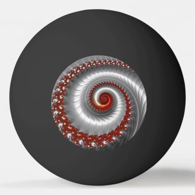 SCHWARZES ~ Silber-Muschel ~ Fraktal Design ~ Tischtennisball (Vorderseite)
